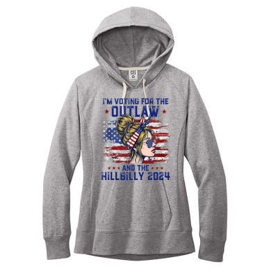 IM Voting For The Outlaw And The Hillbilly 2024 Us Flag Women's Fleece Hoodie