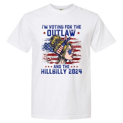 IM Voting For The Outlaw And The Hillbilly 2024 Us Flag Garment-Dyed Heavyweight T-Shirt