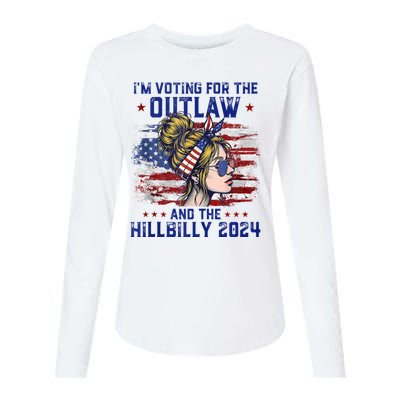 IM Voting For The Outlaw And The Hillbilly 2024 Us Flag Womens Cotton Relaxed Long Sleeve T-Shirt