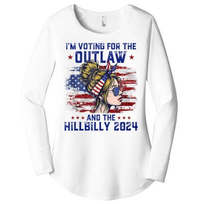 IM Voting For The Outlaw And The Hillbilly 2024 Us Flag Women's Perfect Tri Tunic Long Sleeve Shirt