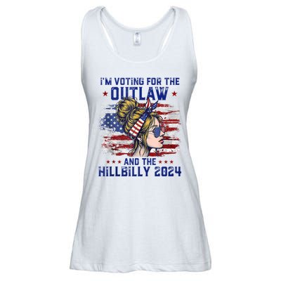 IM Voting For The Outlaw And The Hillbilly 2024 Us Flag Ladies Essential Flowy Tank