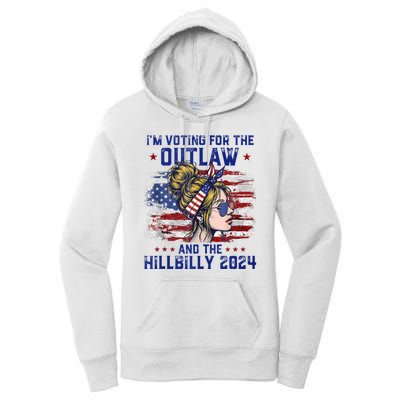 IM Voting For The Outlaw And The Hillbilly 2024 Us Flag Women's Pullover Hoodie