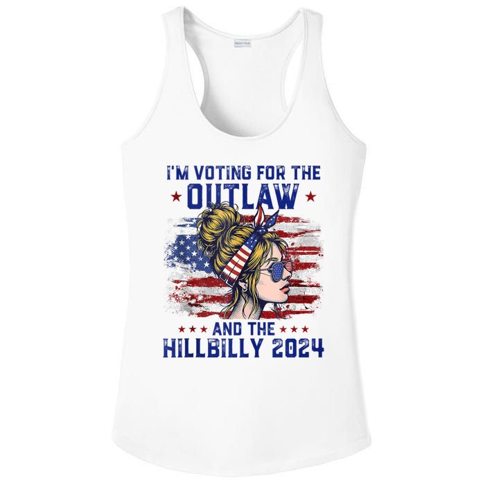 IM Voting For The Outlaw And The Hillbilly 2024 Us Flag Ladies PosiCharge Competitor Racerback Tank