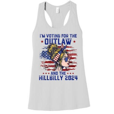 IM Voting For The Outlaw And The Hillbilly 2024 Us Flag Women's Racerback Tank