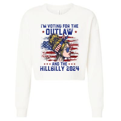 IM Voting For The Outlaw And The Hillbilly 2024 Us Flag Cropped Pullover Crew