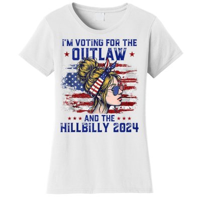 IM Voting For The Outlaw And The Hillbilly 2024 Us Flag Women's T-Shirt