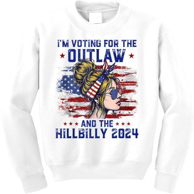 IM Voting For The Outlaw And The Hillbilly 2024 Us Flag Kids Sweatshirt