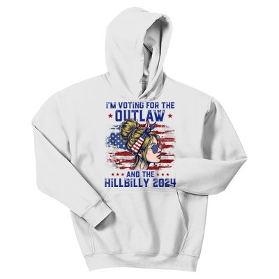 IM Voting For The Outlaw And The Hillbilly 2024 Us Flag Kids Hoodie