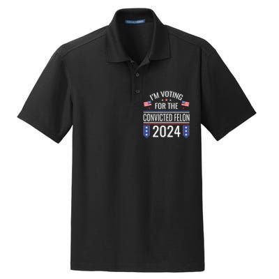 IM Voting For The Convicted Fellon 2024 Us Flag Protrump Dry Zone Grid Polo