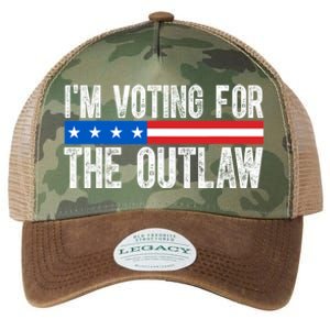 IM Voting For The Outlaw Wanted For President Trump 2024 Legacy Tie Dye Trucker Hat