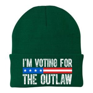 IM Voting For The Outlaw Wanted For President Trump 2024 Knit Cap Winter Beanie