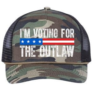 IM Voting For The Outlaw Wanted For President Trump 2024 Retro Rope Trucker Hat Cap