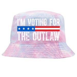 IM Voting For The Outlaw Wanted For President Trump 2024 Tie-Dyed Bucket Hat