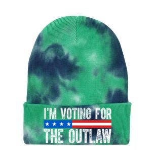 IM Voting For The Outlaw Wanted For President Trump 2024 Tie Dye 12in Knit Beanie