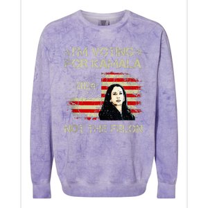 IM Voting For Kamalaharris 2024 Not The Felon Us Flag Colorblast Crewneck Sweatshirt