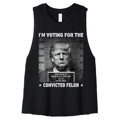 IM Voting For The Convicted Felon Funny Trump 2024 Women's Racerback Cropped Tank