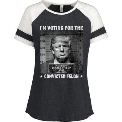 IM Voting For The Convicted Felon Funny Trump 2024 Enza Ladies Jersey Colorblock Tee