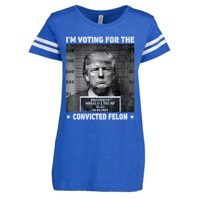 IM Voting For The Convicted Felon Funny Trump 2024 Enza Ladies Jersey Football T-Shirt