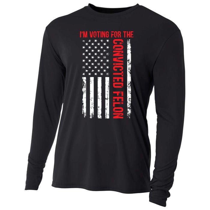 Im Voting For The Convicted Felon 2024 Usa Flag Cooling Performance Long Sleeve Crew