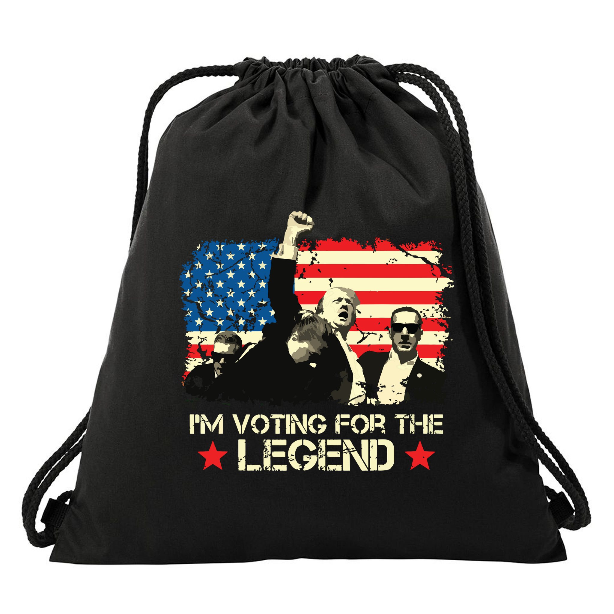 Im Voting For The Legend Trump American Flag Pennsylvania Drawstring Bag
