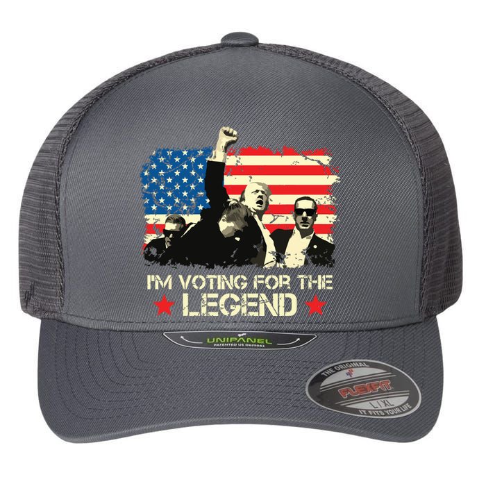 Im Voting For The Legend Trump American Flag Pennsylvania Flexfit Unipanel Trucker Cap