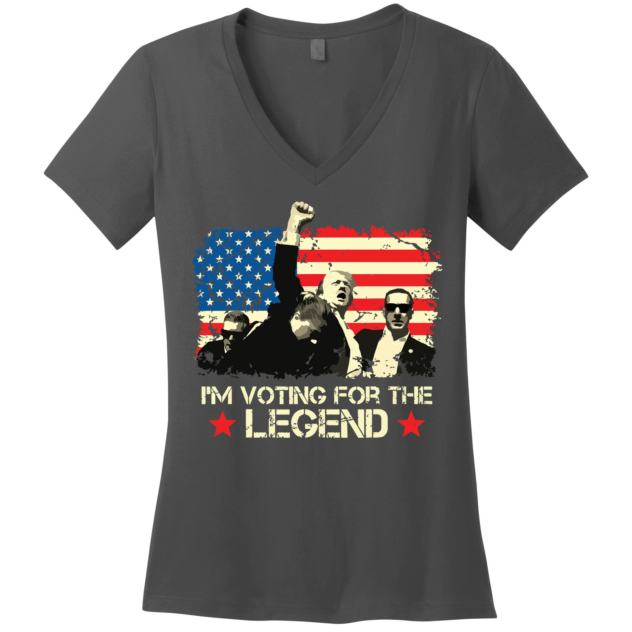 Im Voting For The Legend Trump American Flag Pennsylvania Women's V-Neck T-Shirt