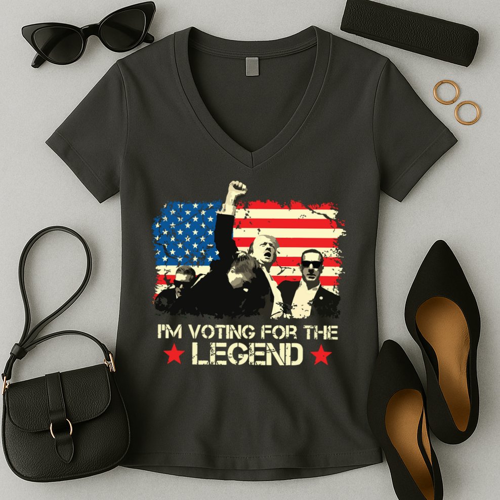 Im Voting For The Legend Trump American Flag Pennsylvania Women's V-Neck T-Shirt