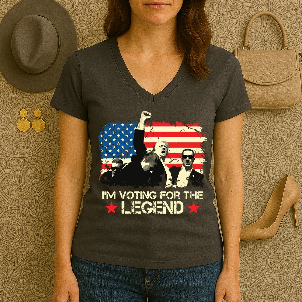 Im Voting For The Legend Trump American Flag Pennsylvania Women's V-Neck T-Shirt