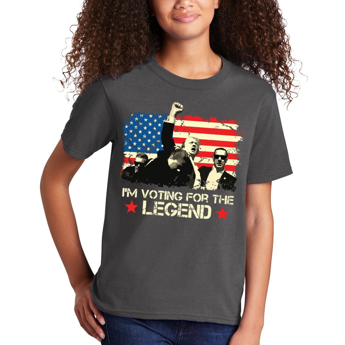 Im Voting For The Legend Trump American Flag Pennsylvania Kids T-Shirt