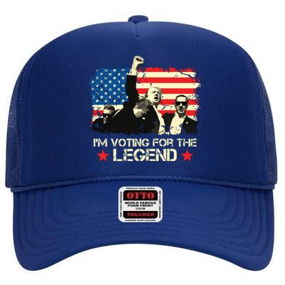 Im Voting For The Legend Trump American Flag Pennsylvania High Crown Mesh Back Trucker Hat