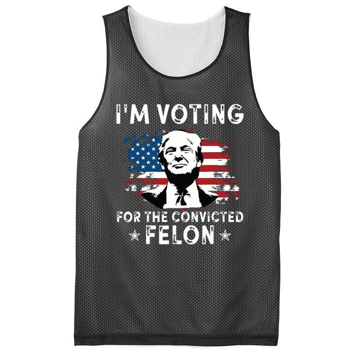 Im Voting For The Convicted Felon Funny Donald Trump 2024 Mesh Reversible Basketball Jersey Tank