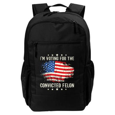 Im Voting For The Convicted Felon Funny Retro American Flag Daily Commute Backpack