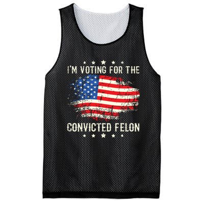 Im Voting For The Convicted Felon Funny Retro American Flag Mesh Reversible Basketball Jersey Tank