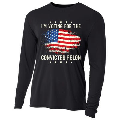 Im Voting For The Convicted Felon Funny Retro American Flag Cooling Performance Long Sleeve Crew