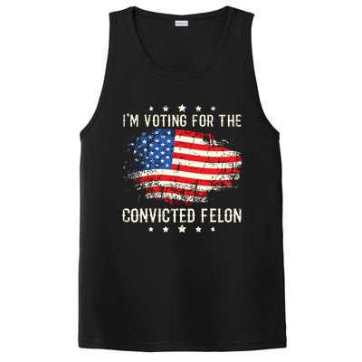 Im Voting For The Convicted Felon Funny Retro American Flag PosiCharge Competitor Tank