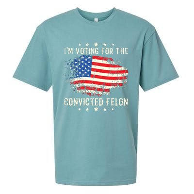 Im Voting For The Convicted Felon Funny Retro American Flag Sueded Cloud Jersey T-Shirt