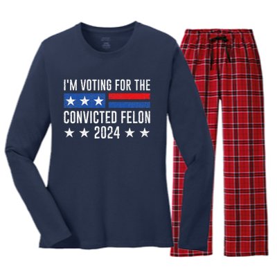 IM Voting Felon 2024 Voting For FeloniM Voting Felon Women's Long Sleeve Flannel Pajama Set 