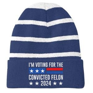 IM Voting Felon 2024 Voting For FeloniM Voting Felon Striped Beanie with Solid Band