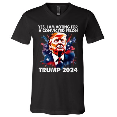 IM Voting Felon 2024 Voting For Felon Women Convicted Felon V-Neck T-Shirt