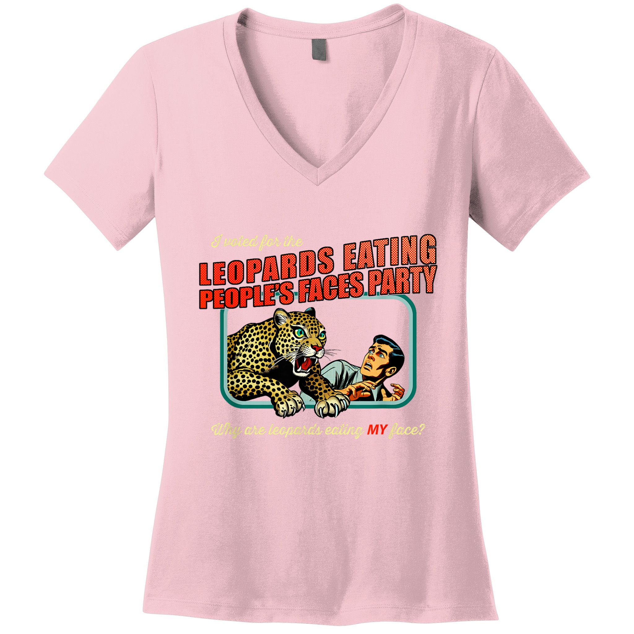 I Voted For The Leopards Eating PeopleS Faces Party Women's V-Neck T-Shirt