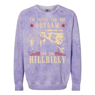 Im Voting For The Outlaw And The Hillbilly Trump Vance 2024 Usa Election Colorblast Crewneck Sweatshirt