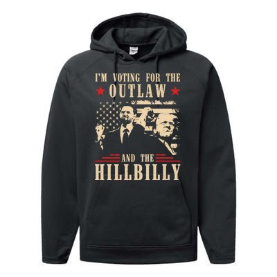 Im Voting For The Outlaw And The Hillbilly Trump Vance 2024 Usa Election Performance Fleece Hoodie