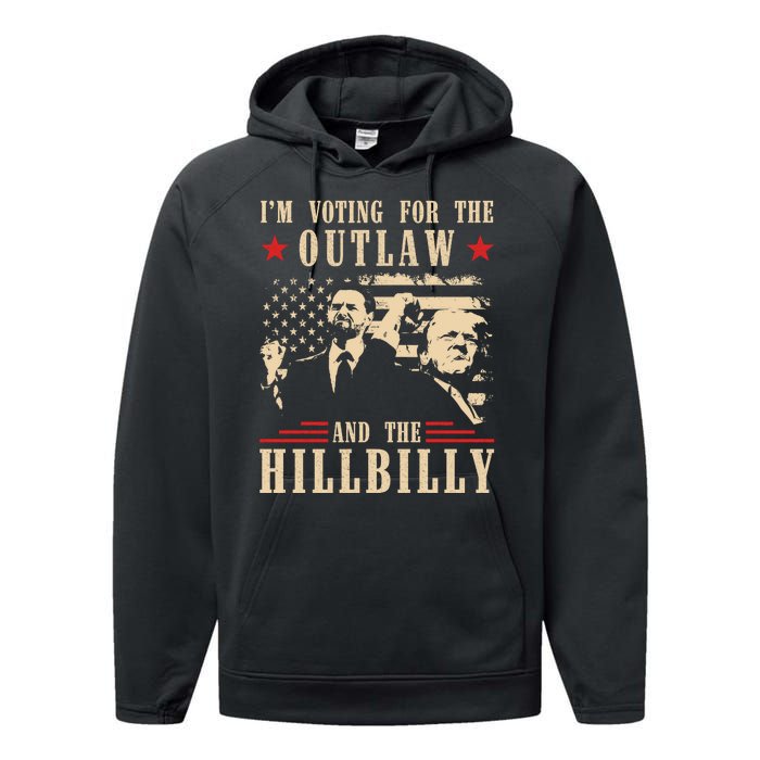 Im Voting For The Outlaw And The Hillbilly Trump Vance 2024 Usa Election Performance Fleece Hoodie