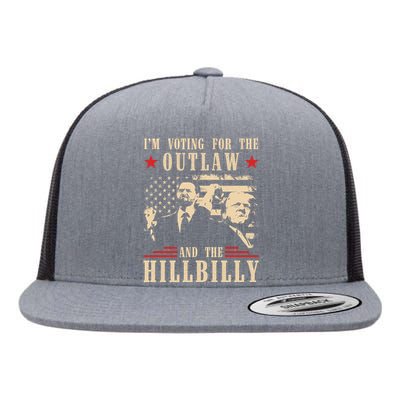 Im Voting For The Outlaw And The Hillbilly Trump Vance 2024 Usa Election Flat Bill Trucker Hat