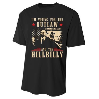 Im Voting For The Outlaw And The Hillbilly Trump Vance 2024 Usa Election Performance Sprint T-Shirt