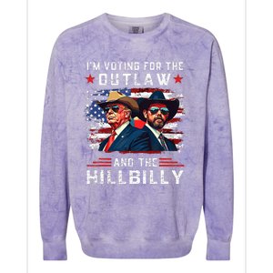 IM Voting For The Outlaw And The Hillbilly Trump Vance 2024 Colorblast Crewneck Sweatshirt