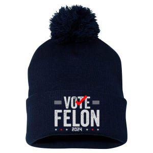 Im Voting For A Felon In 2024& Wo Vote Felon 2024 Pom Pom 12in Knit Beanie