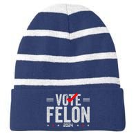 Im Voting For A Felon In 2024& Wo Vote Felon 2024 Striped Beanie with Solid Band