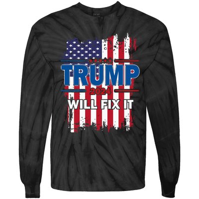 I Voted For The Felon; Funny Republican Trump 2024 I Voted Tie-Dye Long Sleeve Shirt