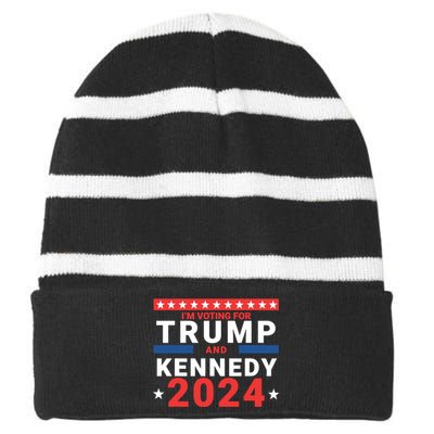 Im Voting For Trump And Kennedy 2024 Striped Beanie with Solid Band